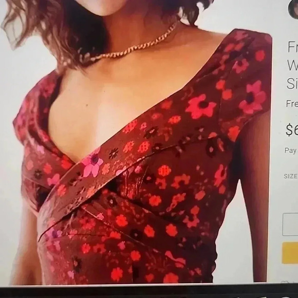 FREE PEOPLE IT TAKES TWO CROSSOVER WOVEN SKATER MINI DRESS PLUM COMBO SIZE XS - Picture 3 of 4